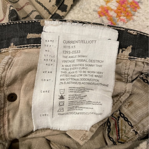 Current Elliot tribal print distressed skinny ankle - Picture 4 of 8